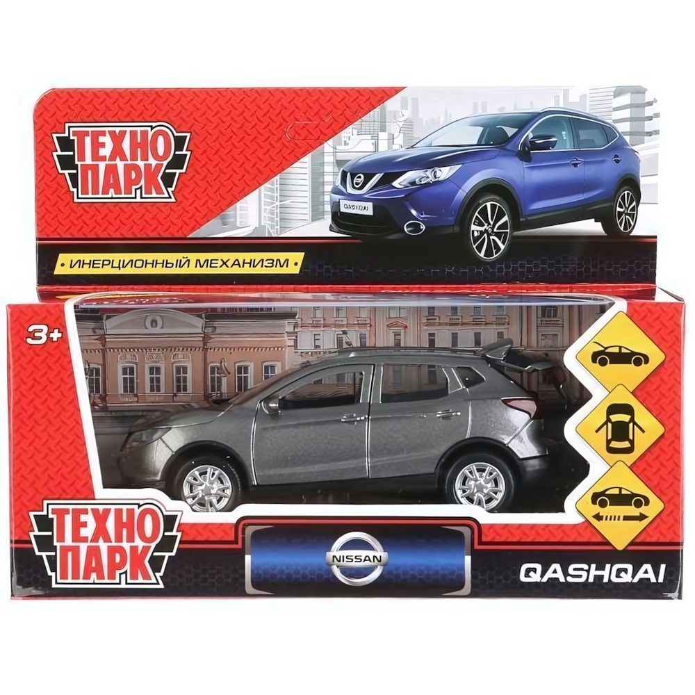 Модель ин. мет. "Nissan Qashqai" 12см, открыв. двери и багаж., серый, QASHQAI-GY (Технопарк)