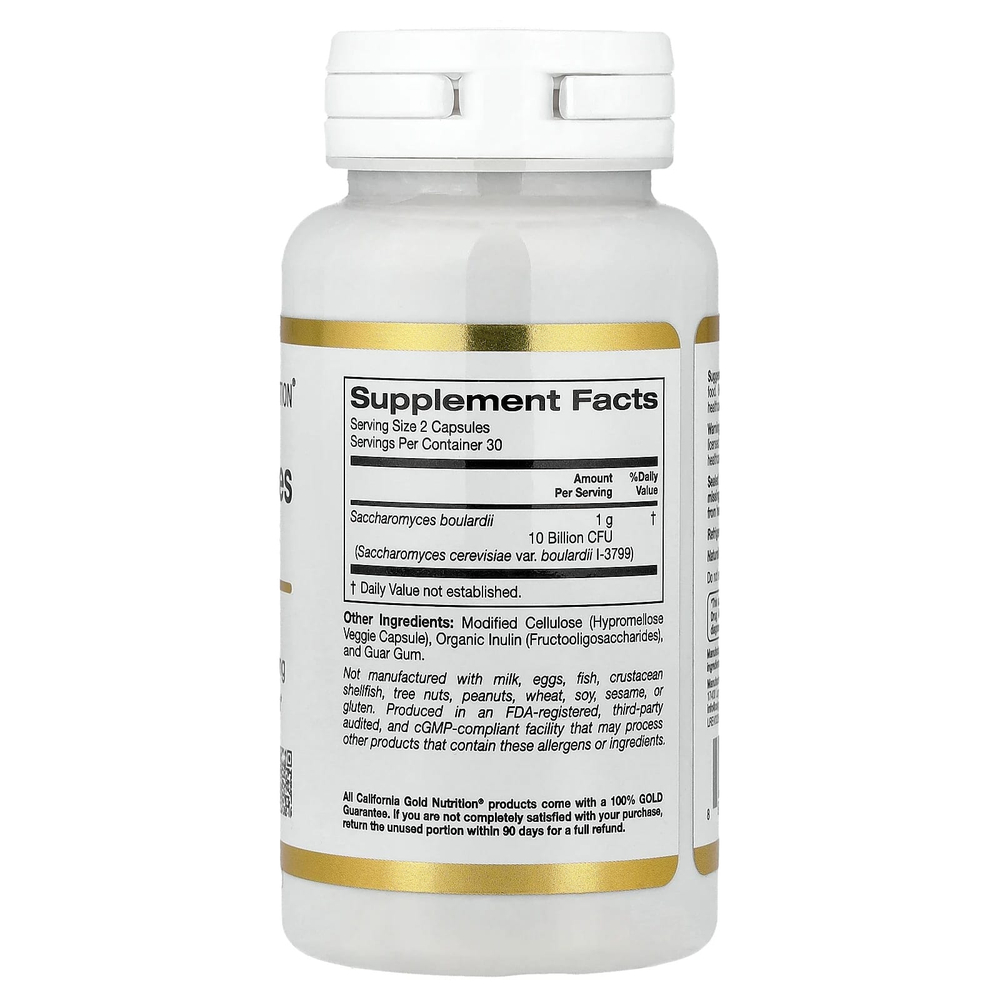 California Gold Nutrition, сахаромицеты Буларди, пробиотические дрожжи, 10 млрд КОЕ, 60 растительных капсул