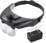 Лупа налобная с подсветкой 4 сменных стекла (2LED) MG-81001-B Magnifier