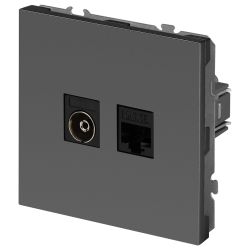 Розетка ЭРА Galaxy 15-3110-06 комбинированная RJ45+TV IP20 графит | Эра Galaxy