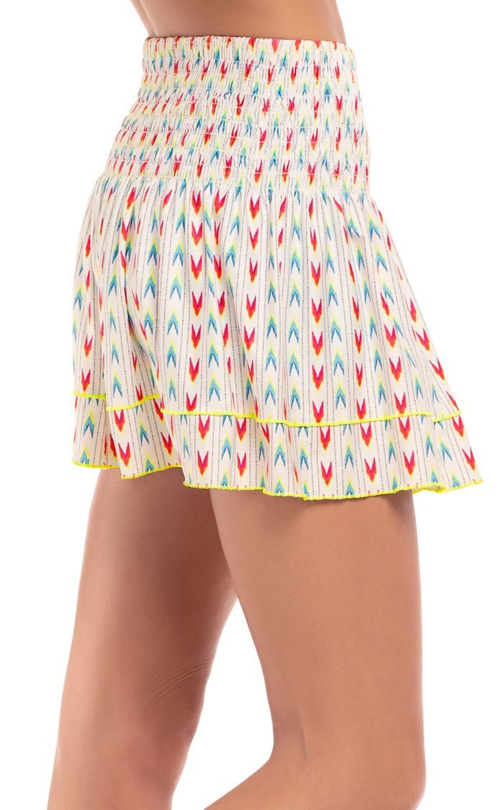 Теннисная юбка Lucky in Love Desert Vibes Long Arrowhead Smocked Skirt - white