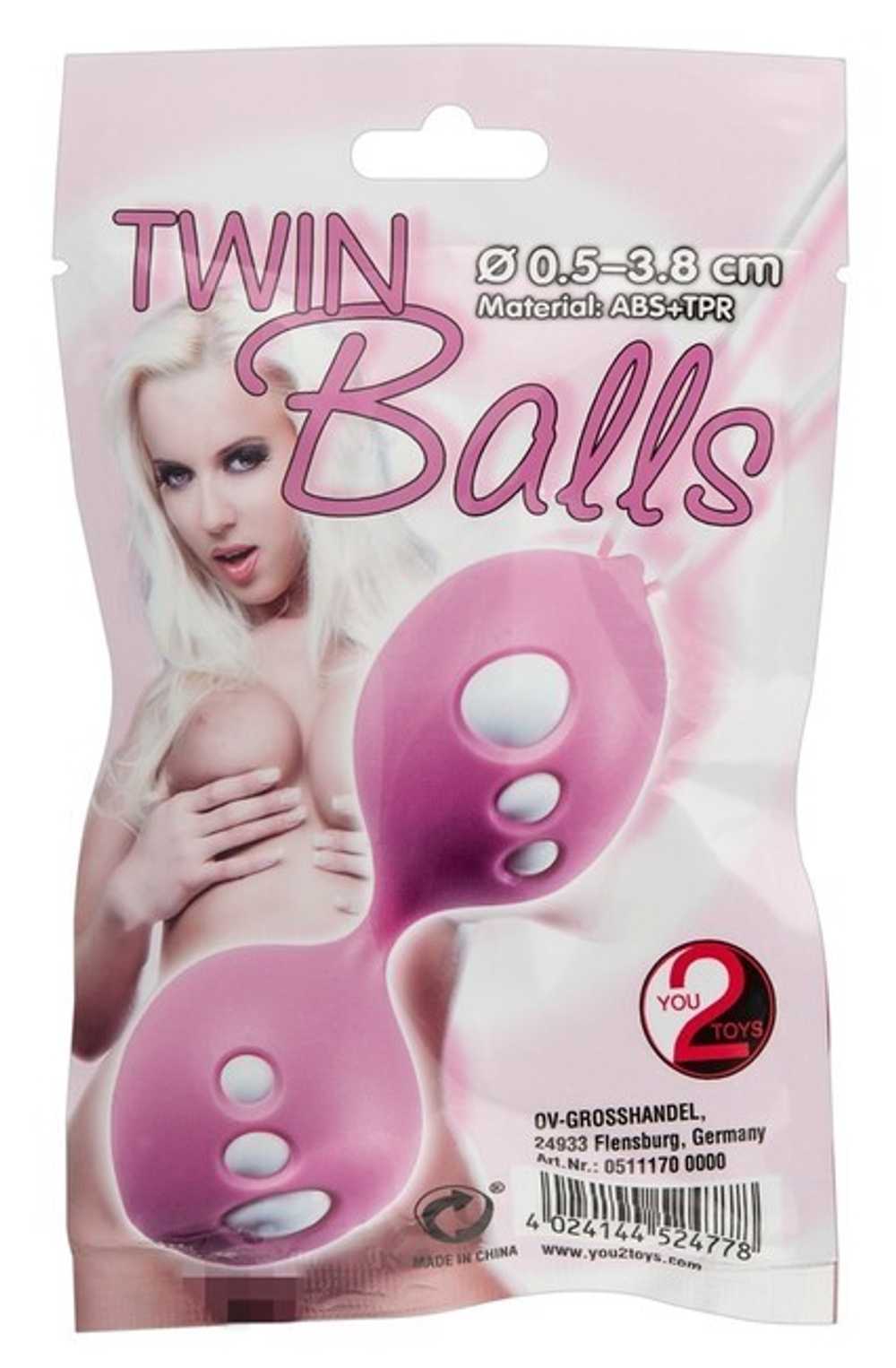 Вагинальные шарики Twin Balls (Цвет: розовый с белым)