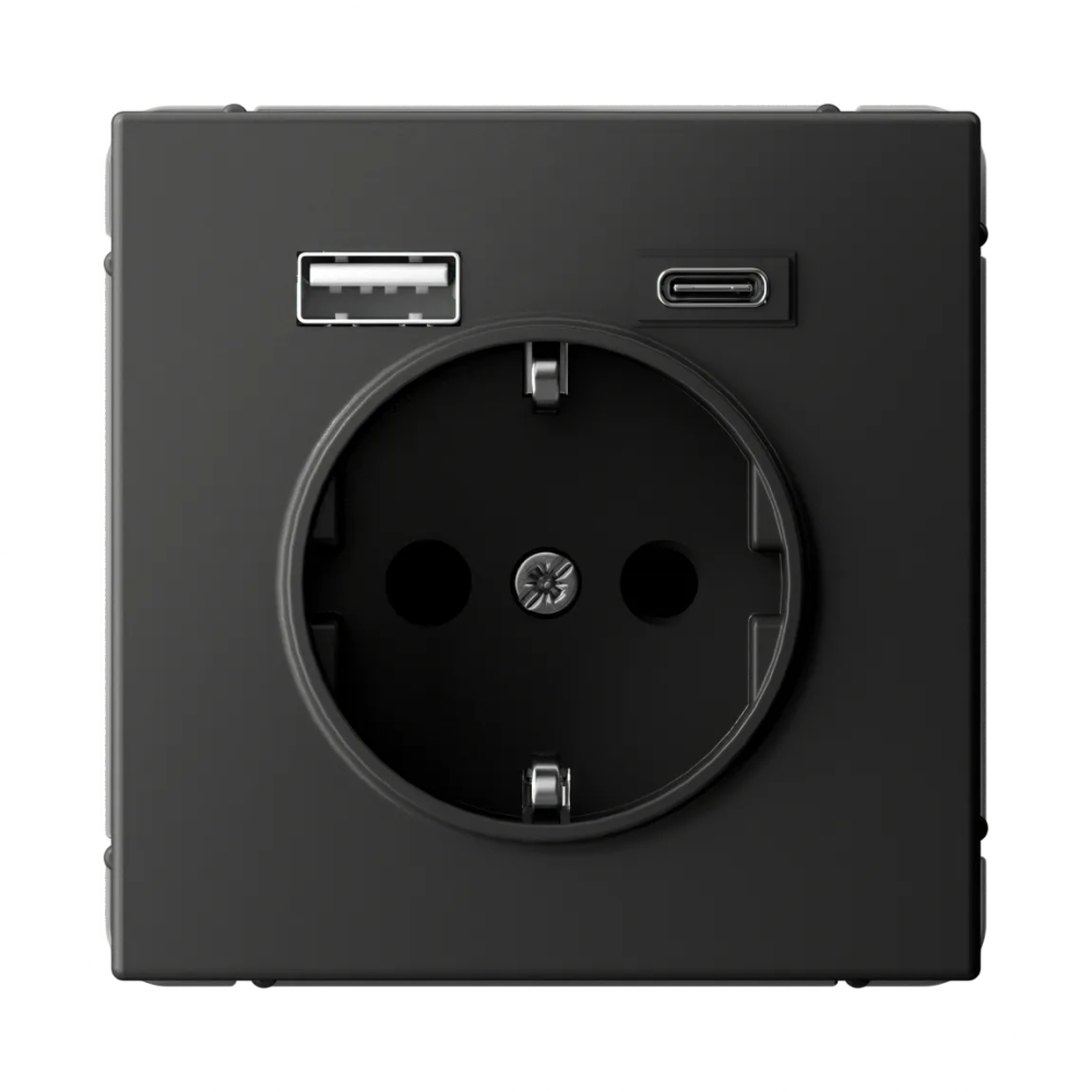 ARTGALLERY РОЗЕТКА 16А с 2 USB A+C, 5В/2,4А/3,0А, 2х5В/1,5А, механизм, БАЗАЛЬТ