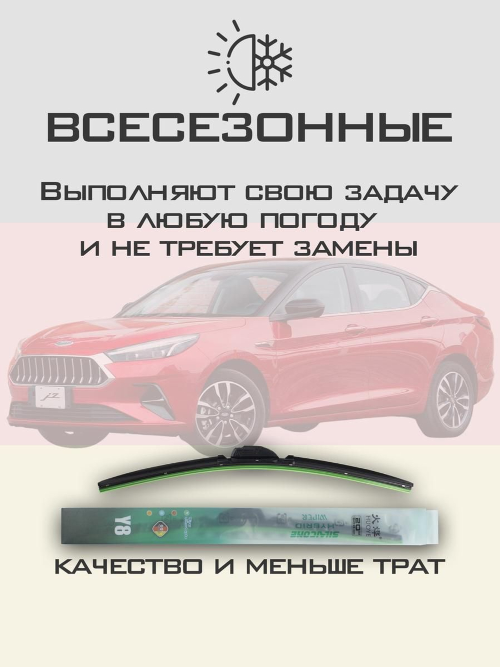 Щетки стеклоочистителя HUOYE Y8 600/400 мм на JAC iEV7S | Push button