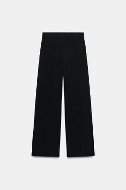 ZARA БРЮКИ В ПОЛОСКУ С РАЗРЕЗАМИ, ЧЕРНЫЙ