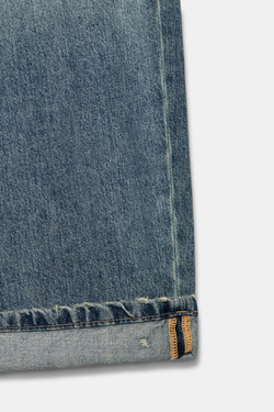 ZARA ДЖИНСЫ TRF BAGGY FOLDED СО СРЕДНЕЙ ПОСАДКОЙ, ГОЛУБОЙ