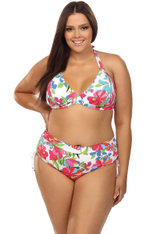 Купальник plus size с ярким цветочным принтом (Размер: 80D/40) (Цвет: разноцветный)