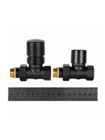 Комплект клапанов термостатический DESIGN 1/2 прямой черный STOUT (SVTDK-0001-000015B)