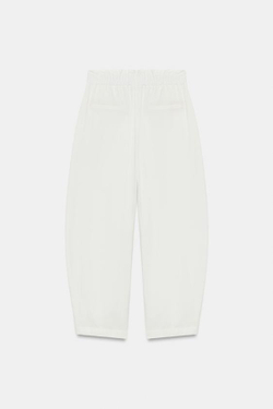 ZARA БРЮКИ PAPERBAG GLOBO, ЭКРЮ