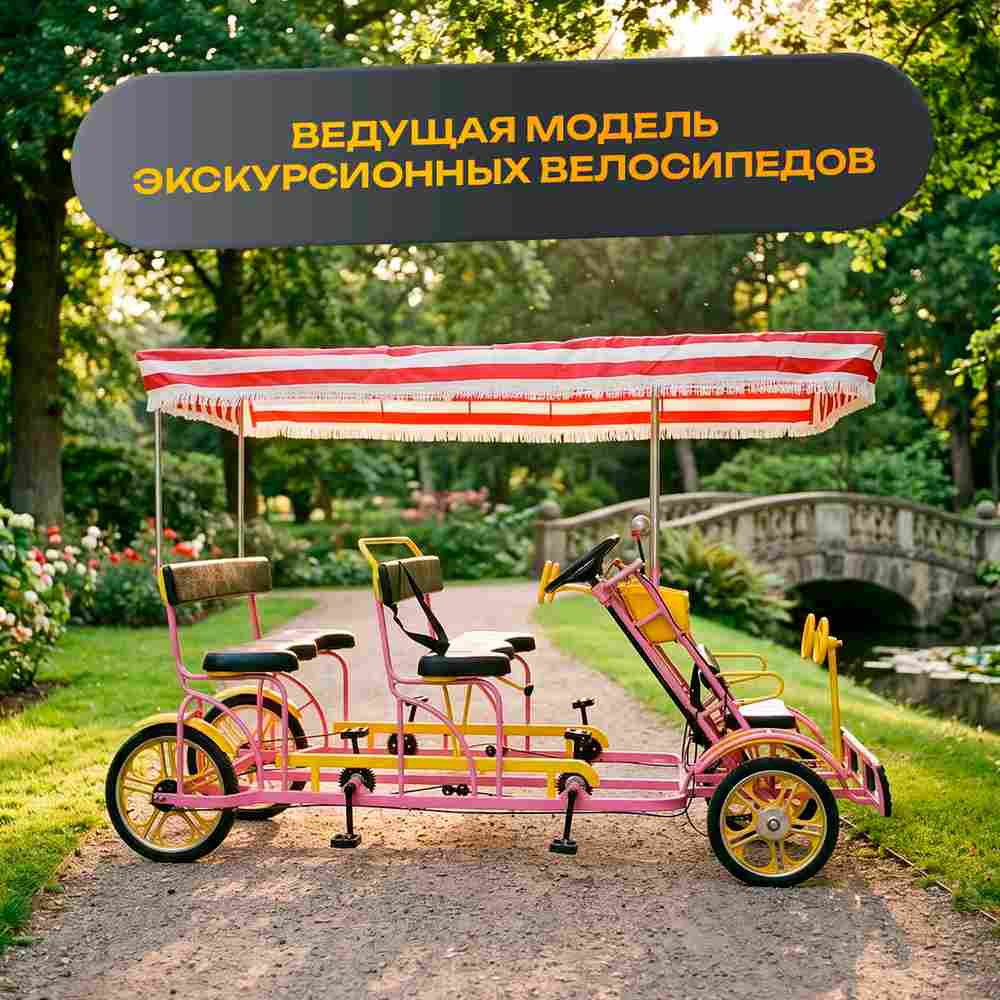 Семейный велосипед, четырёхместный, фиолетовый