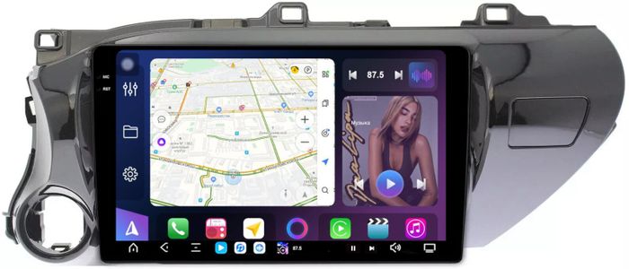 Магнитола для Toyota Hilux 8 2015-2023+ - FarCar S500-TS20 монитор 10.36" 2K QLED на Android 14, Быстрейшая, CarPlay, 4G SIM-слот
