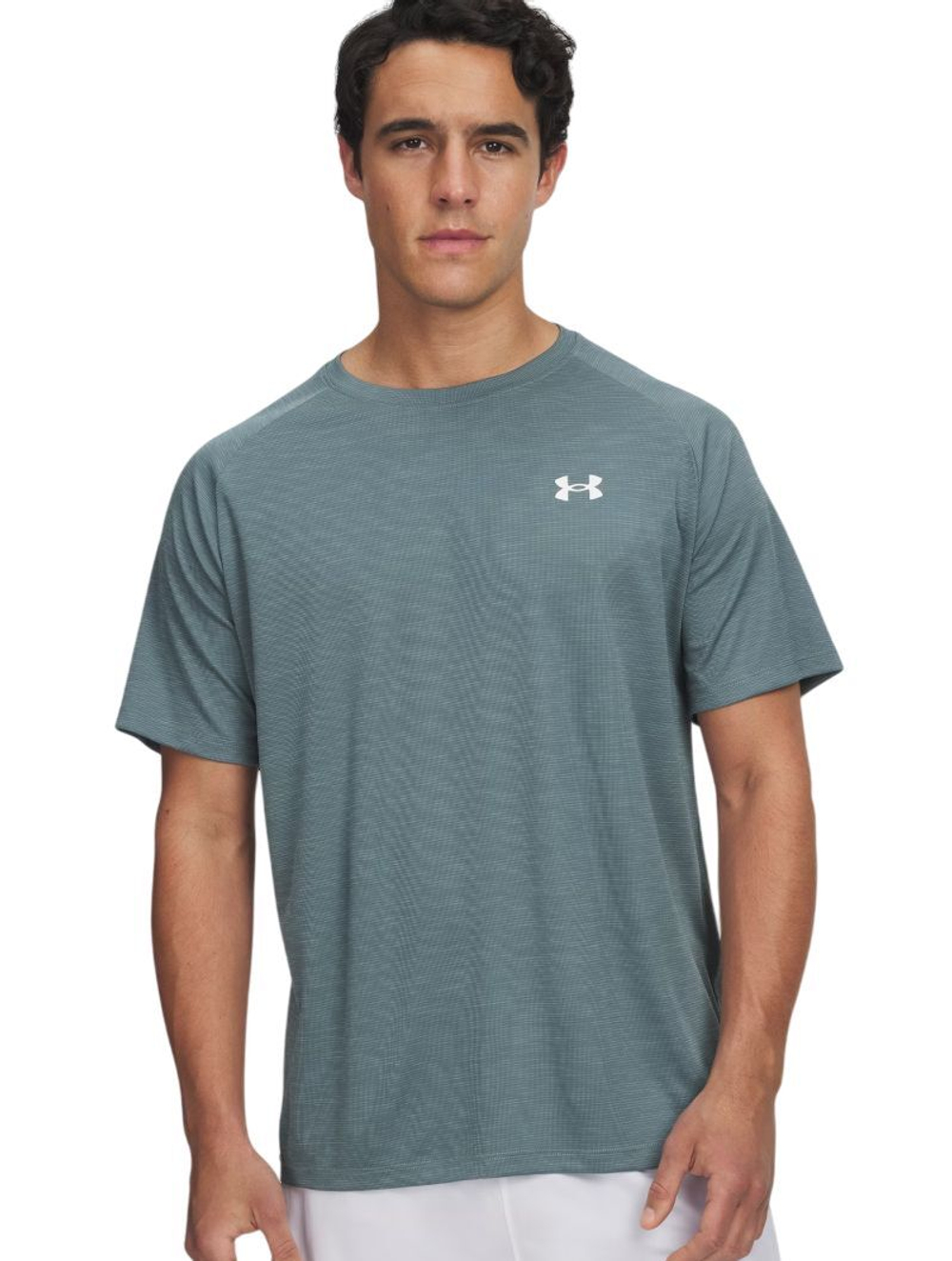 Теннисная футболка Under Armour Tech Textured Short Sleeve - jasper blue/white