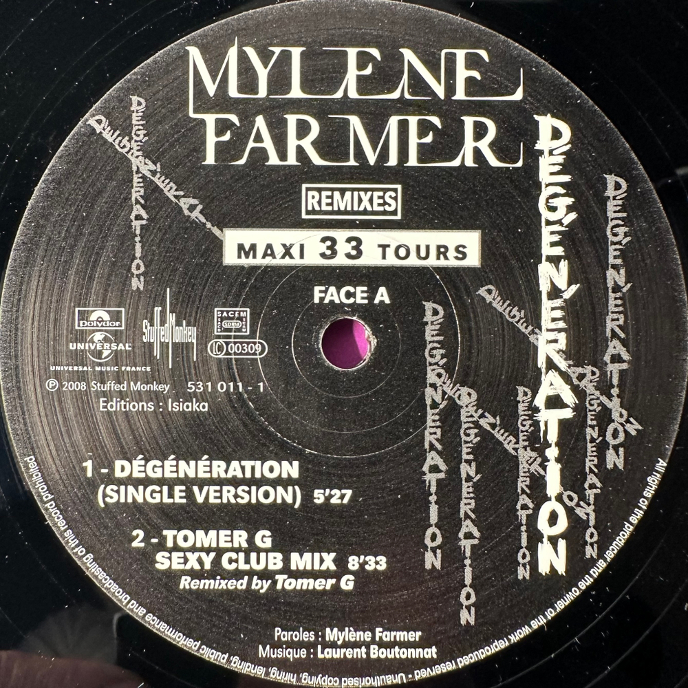 Mylene Farmer ‎– Dégénération (Remixes) Франция 2008г. Maxi-Single