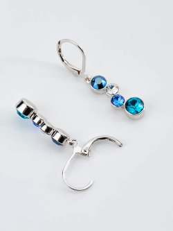 Серьги-подвески Эльза с синими кристаллами Swarovski