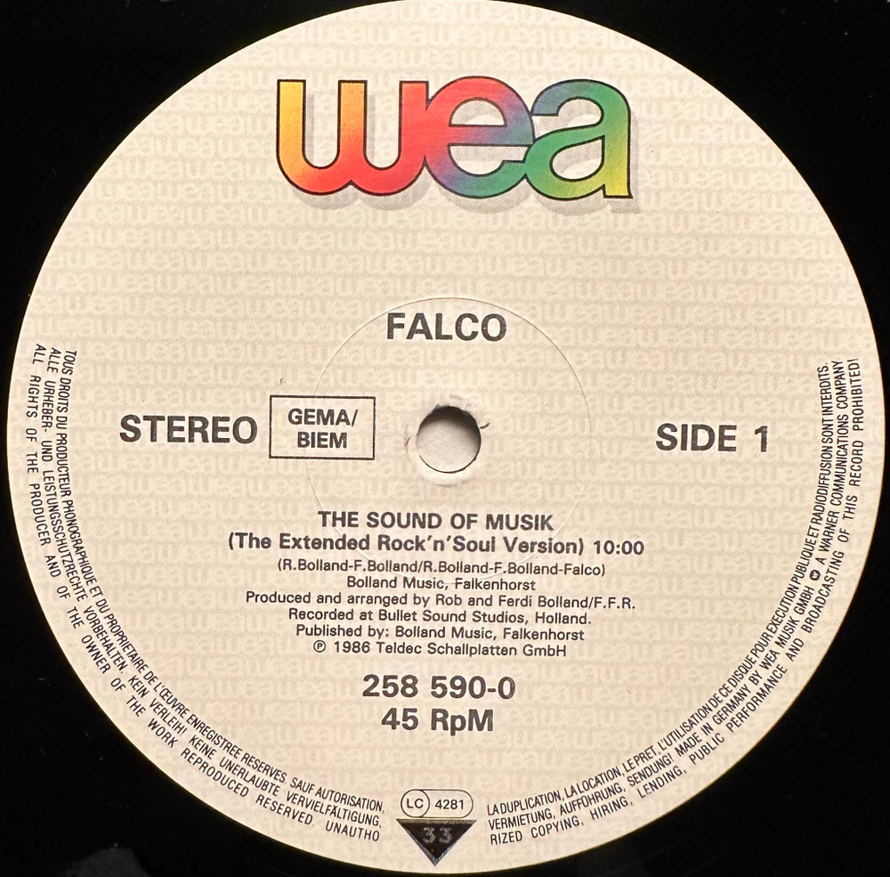 Falco - The Sound Of Musik (Германия 1986г.) 12", 45 RPM