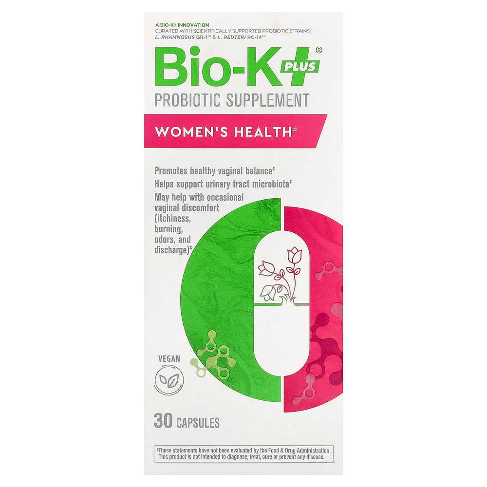 Bio-K+, добавка с пробиотиком, для женского здоровья, 30 капсул