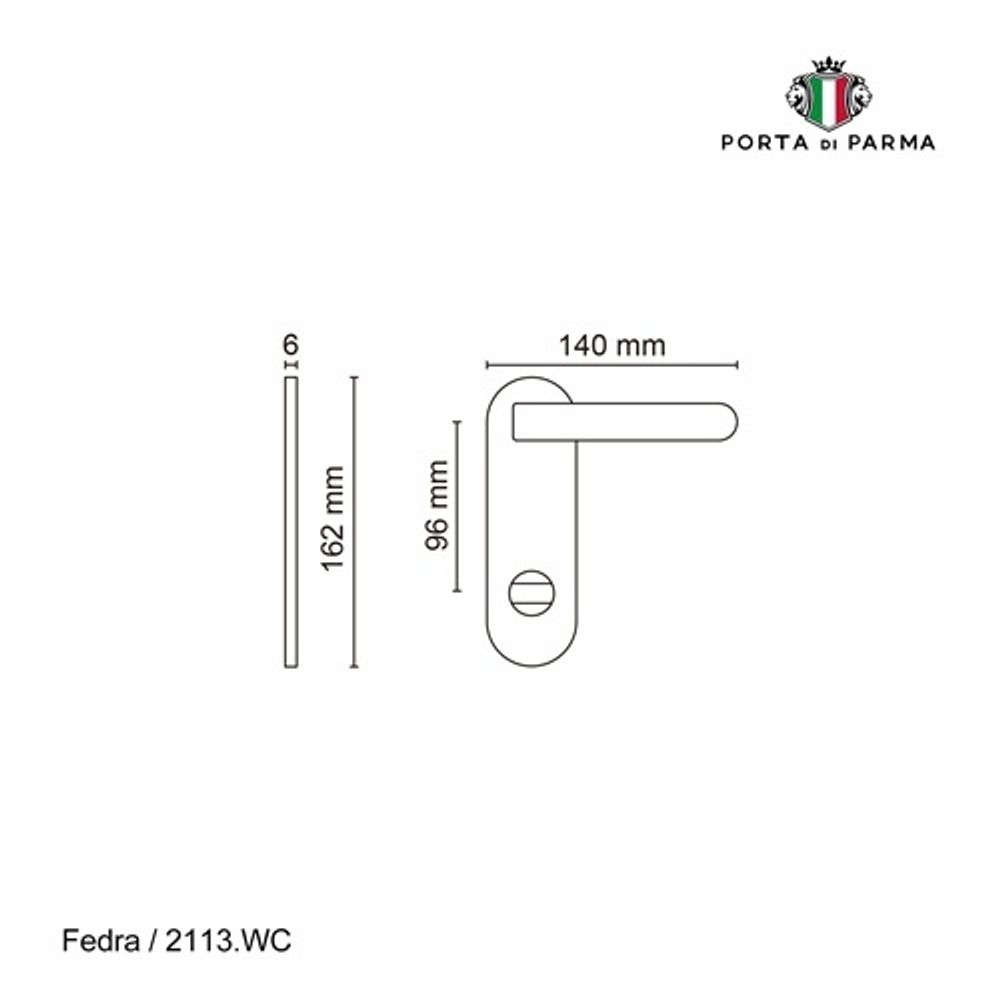 Ручка на планке PORTA DI PARMA Fedra WC CP хром