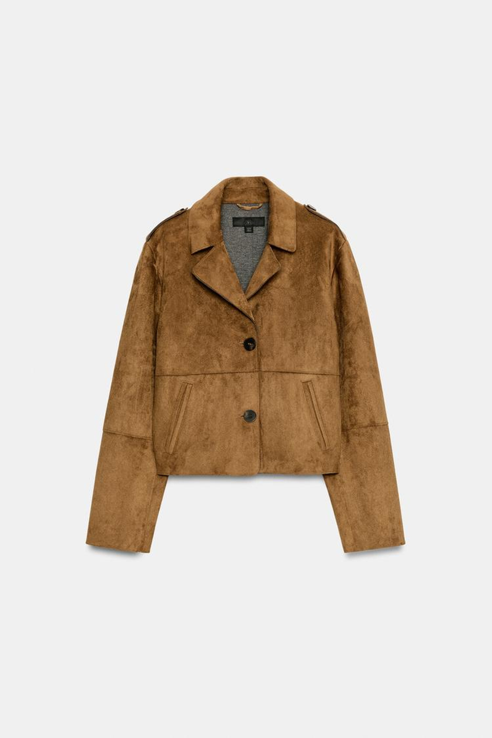 ZARA КУРТКА ИЗ ИСКУССТВЕННОЙ ЗАМШИ, РЫЖЕВАТО-КОРИЧНЕВЫЙ