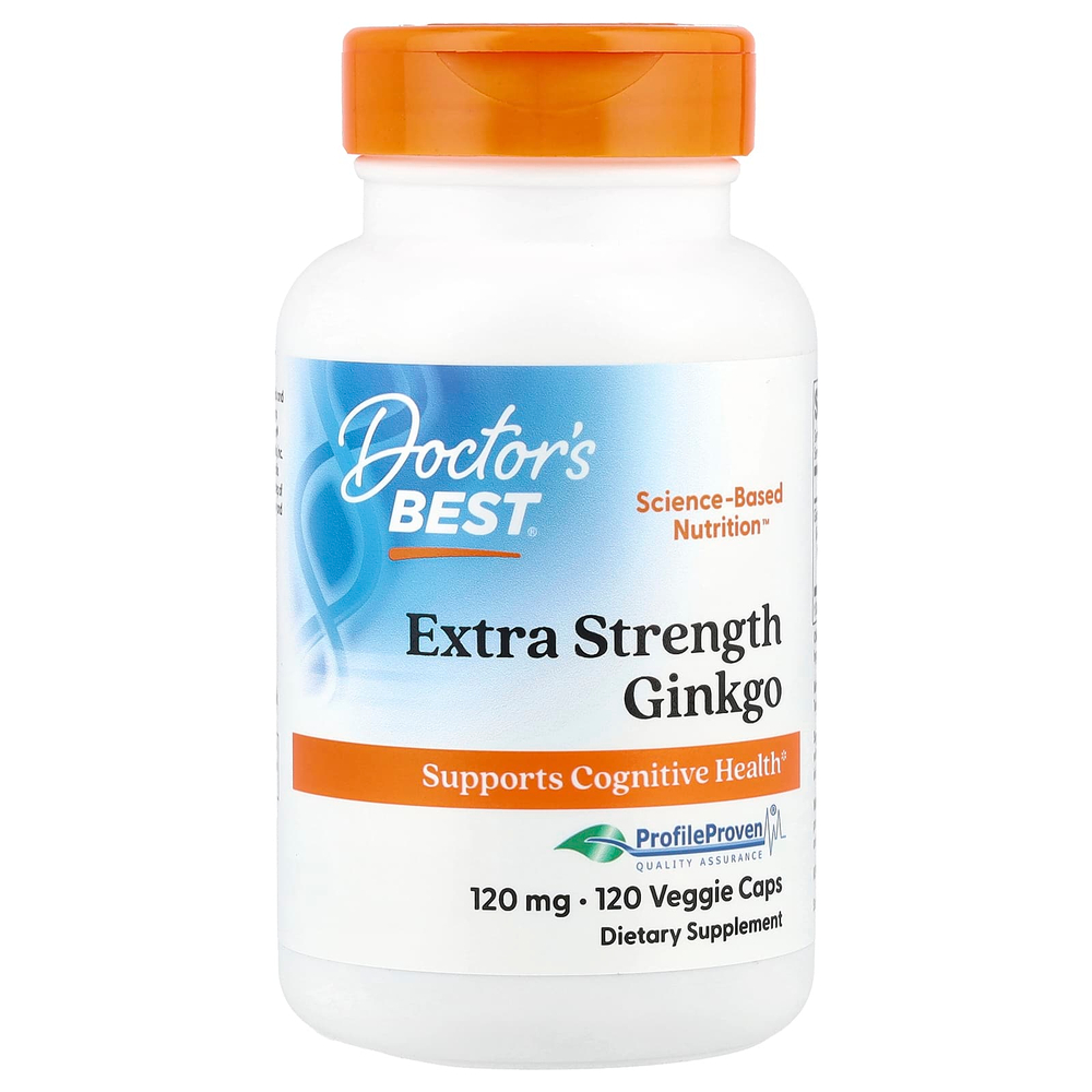 Doctor's Best, гинкго, 120 мг, 120 вегетарианских капсул