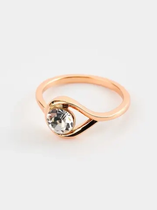 Кольцо Белла с белым кристаллом Swarovski