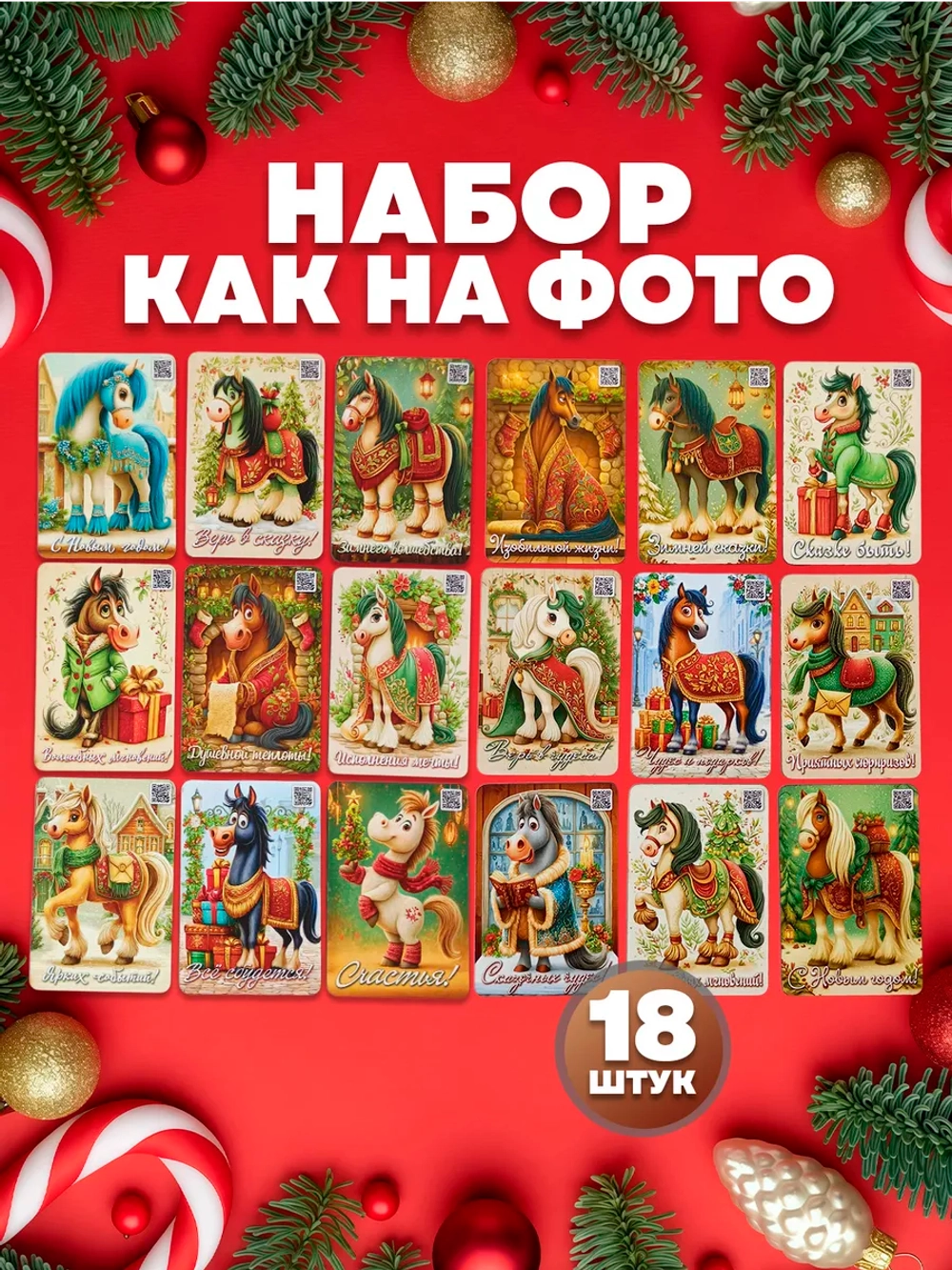 Набор новогодних магнитов символ 2027 года 30 штук