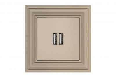 Устройство зарядное USB (A+A) 3,4А, кремовое матовое, Classic