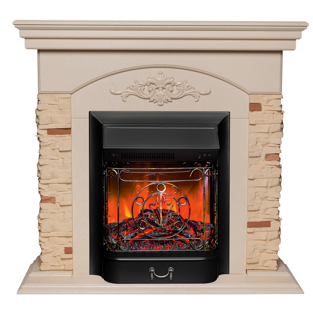 Каминокомплект Real Flame Neapolis WT с очагом Majestic Lux Black (без пульта)
