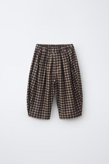 ZARA БРЮКИ BAGGY В КЛЕТКУ, ШОКОЛАДНЫЙ