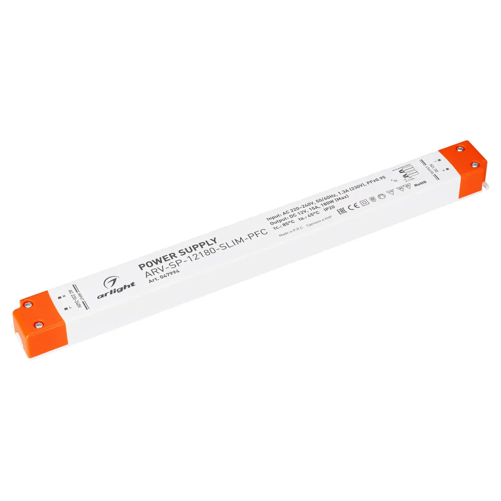 Блок питания ARV-SP-12180-SLIM-PFC (12V, 15A, 180W) (Arlight, IP20 Пластик, 5 лет) Блок питания ARV-SP-12180-SLIM-PFC (12V, 15A, 180W) (Arlight, IP20 Пластик, 5 лет)