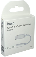 Кабель-переходник Hoco LS35 Type-C (папа) на AUX 3.5мм (мама) белый