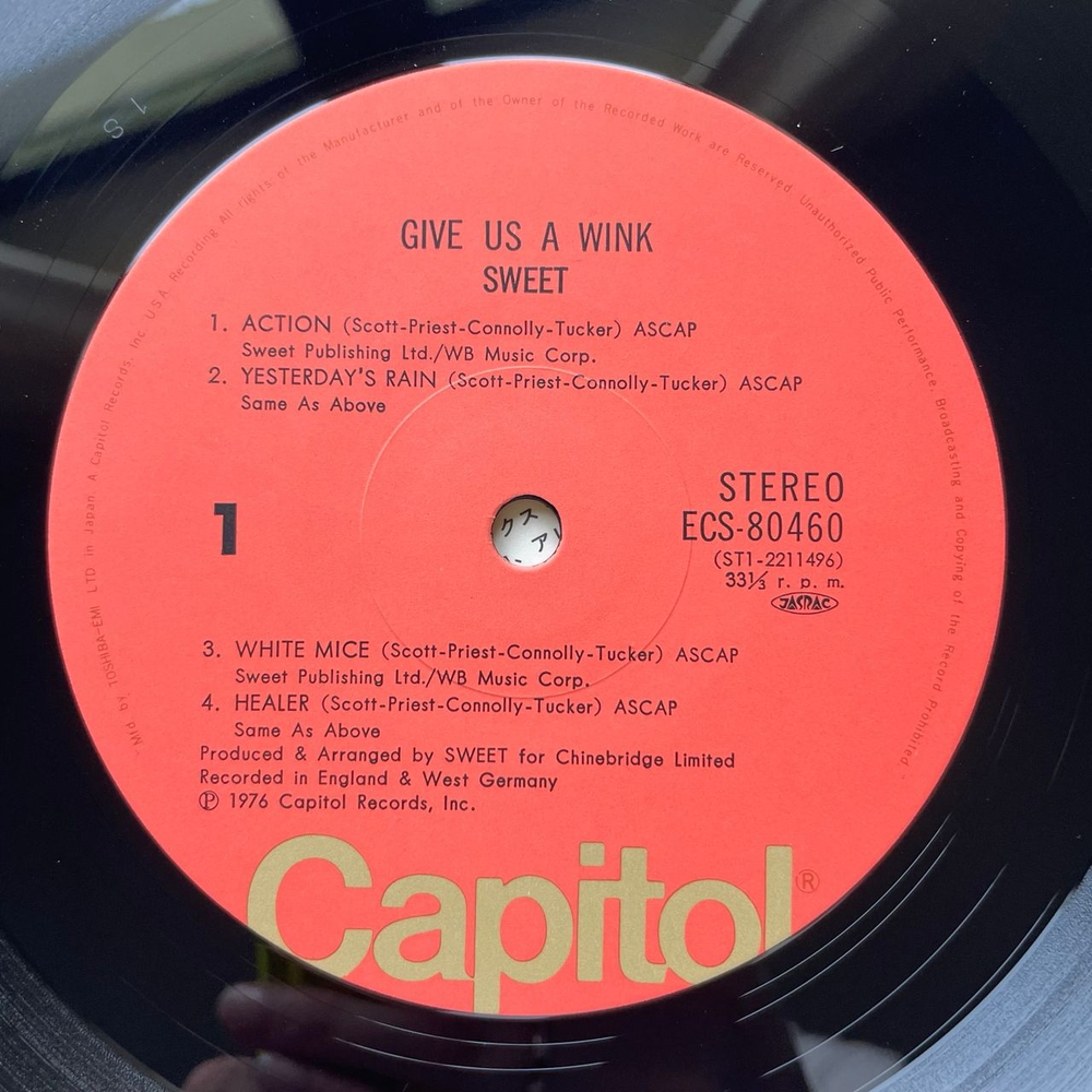 Винтажная виниловая пластинка LP Sweet Give Us A Wink (Япония 1976) (Без Оби)