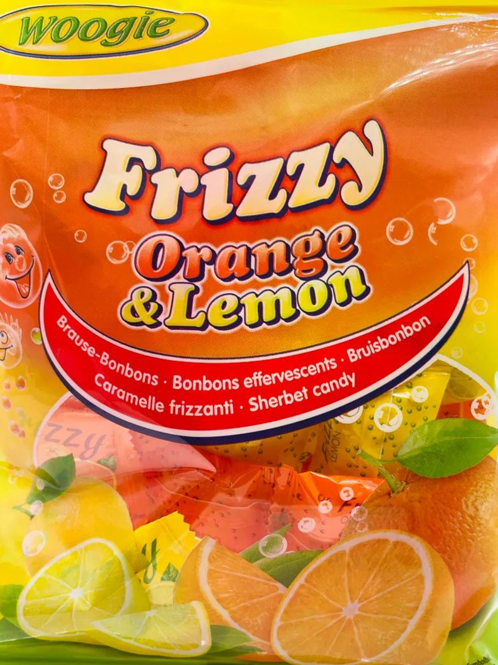 Woogie леденцы Frizzy Orange & Lemon, с натуральным соком, 170 г (Австрия)