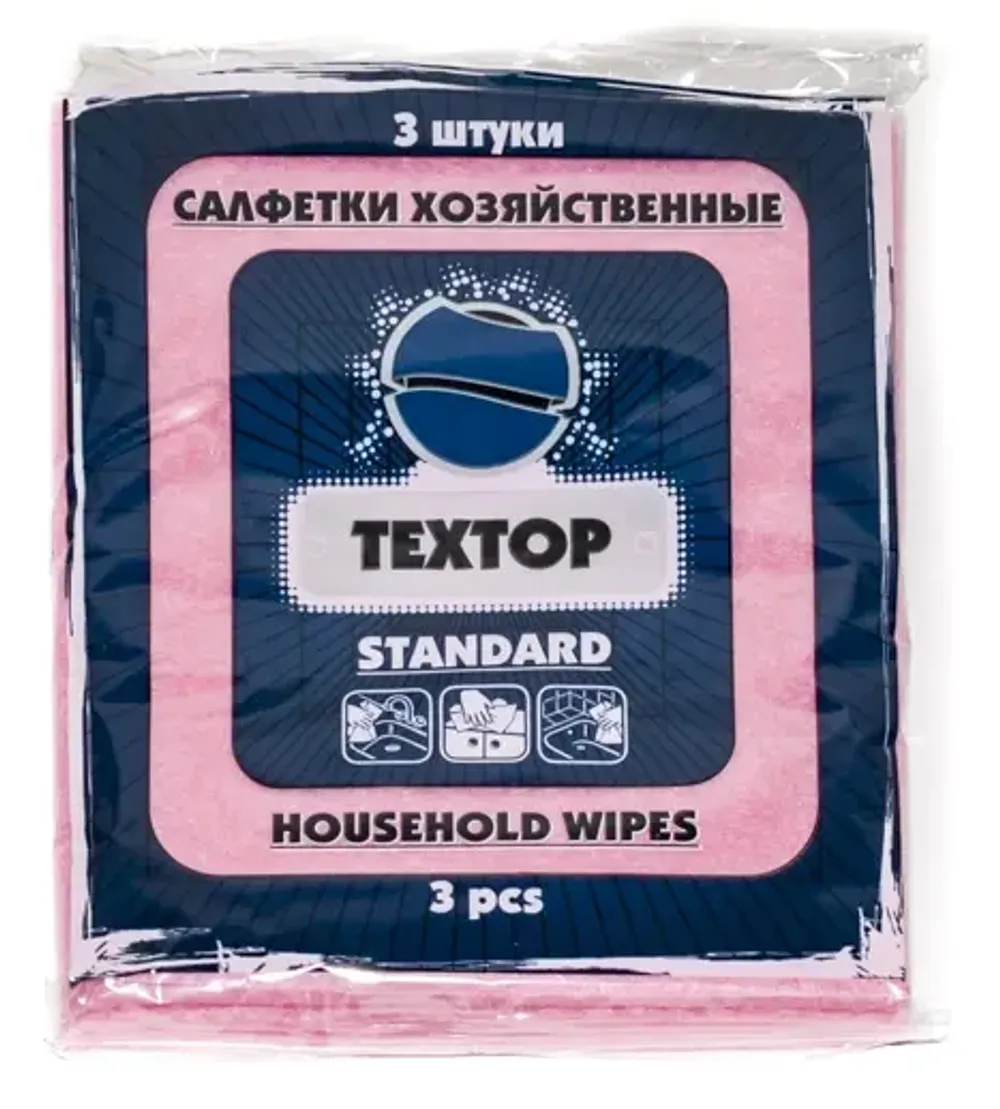 Салфетки хоз. STANDART Розовые 3шт/150шт ТЕХТОР (Т107-1)