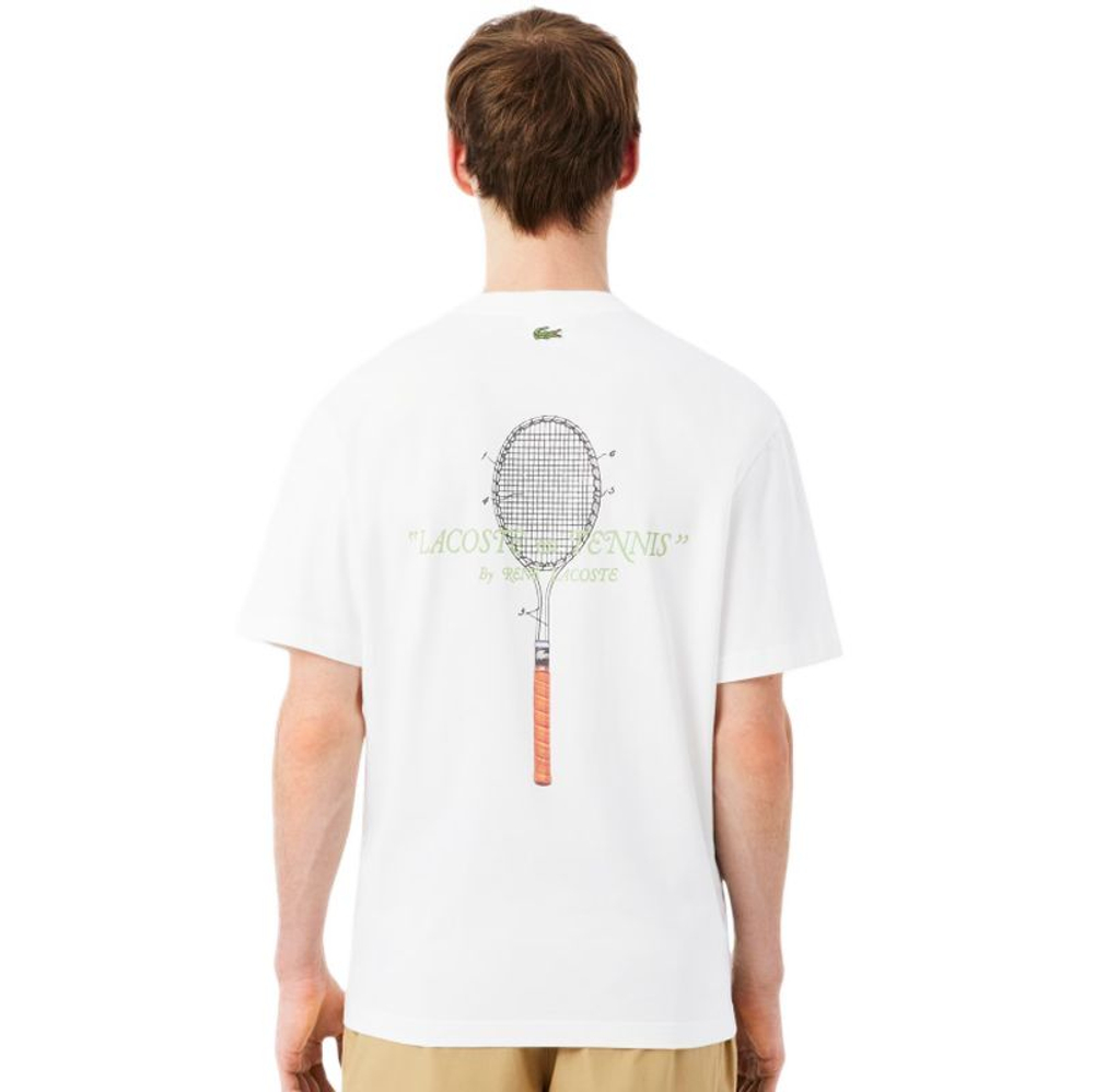 Мужская теннисная футболка Lacoste Embroidered Cotton - white