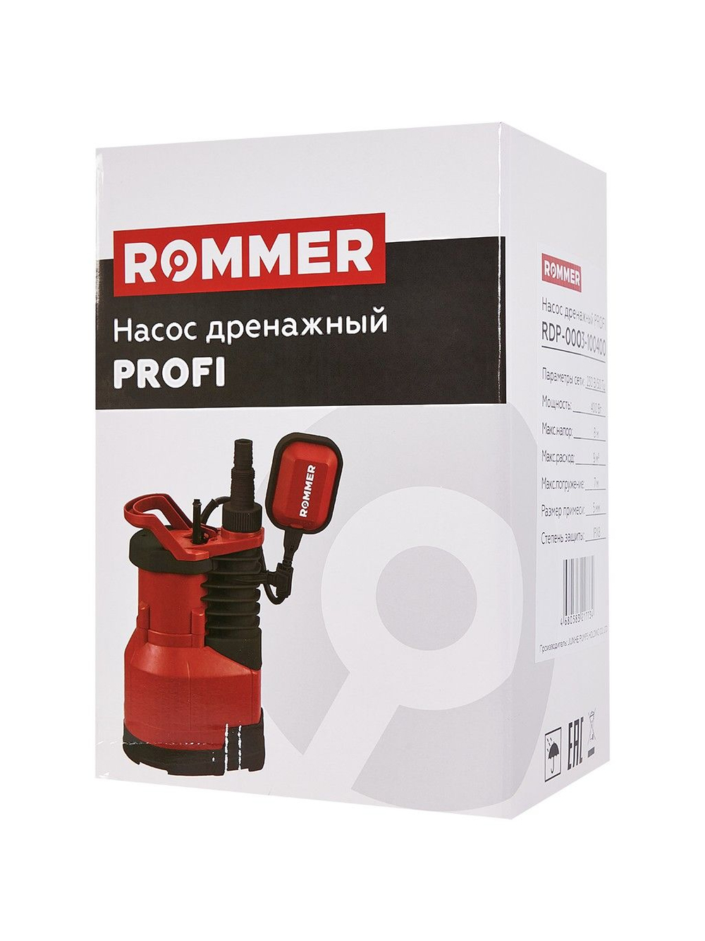 Насос дренажный, кабель 10 м, 750 Вт, для чистой воды Rommer Profi (RDP-0003-100750)