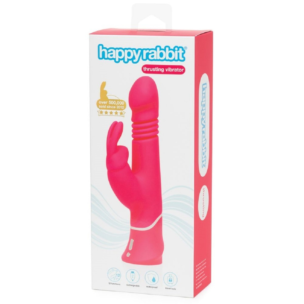 Вибратор с клиторальным стимулятором Happy Rabbit розовый 23 см