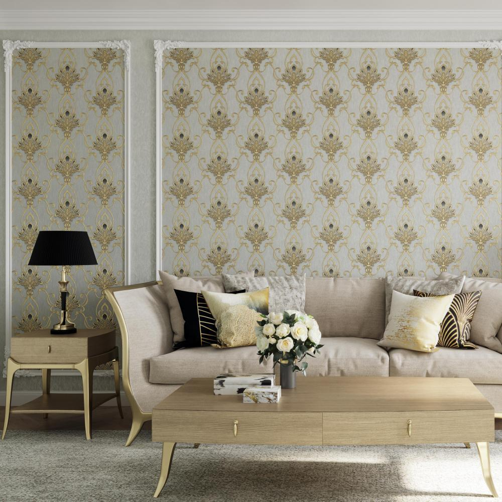 Обои виниловые SL72140-41 PALITRA STYLE Golden Mask орнамент, размер 1.06 х 10.05 м