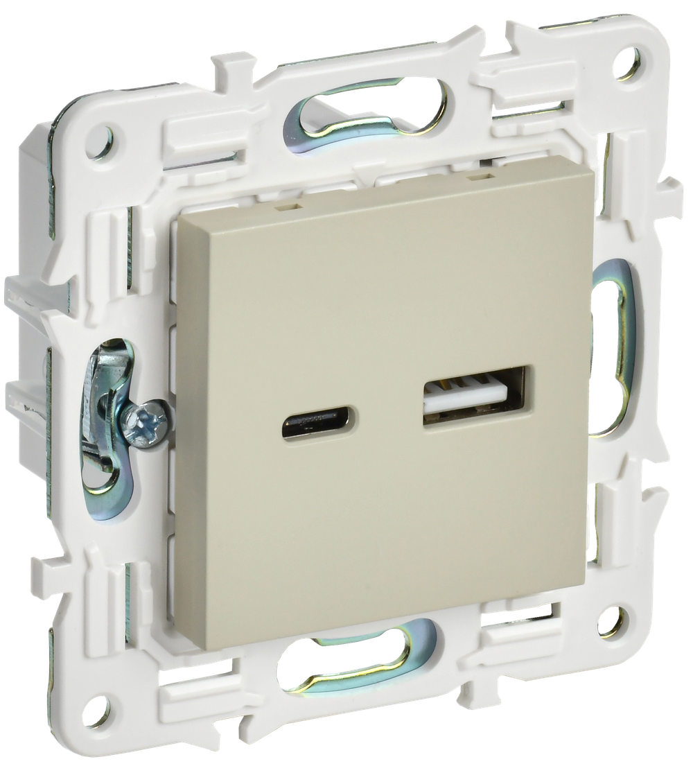 SKANDY Розетка USB A+C 18Вт SK-R13B бежевый IEK