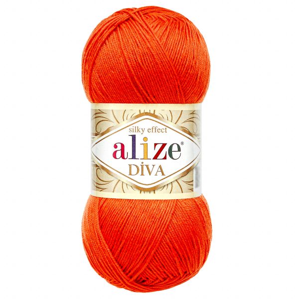 Пряжа Alize (Ализе) Diva / уп.5 мот. по 100 г, 350м, 037 оранжевый A
