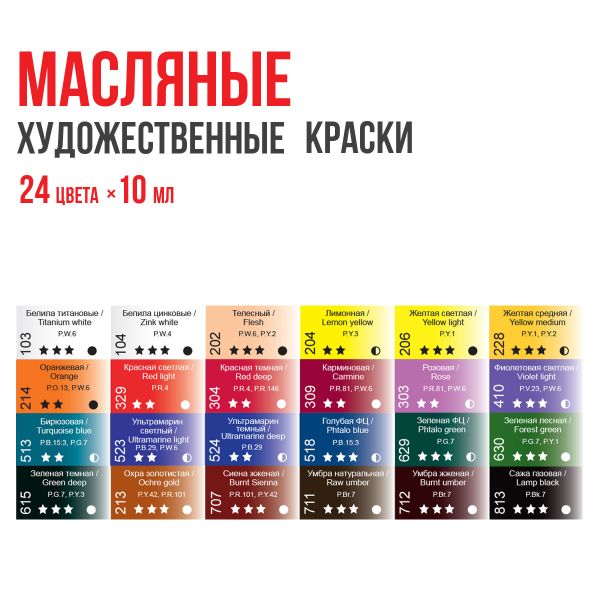 Краска масляная набор 24 цв. 10 мл, Vista-Artista VAOSS-2410