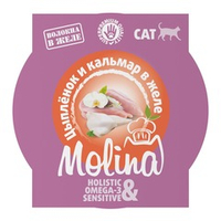 MOLINA. Ламистер для взрослых кошек. Цыпленок и кальмар в желе, 75 г