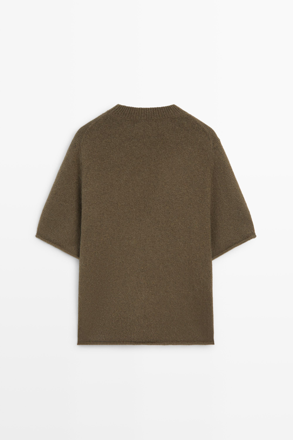 Massimo Dutti Трикотажный свитер оверсайз; короткие рукава, зеленоватый