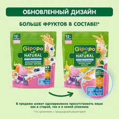 Каша Gipopo молочная мультизлаковая яблоко банан абрикос 200г с 12 месяцев