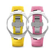 Корпус для часов POP-Swatch x AP - Розовый и Жёлтый - Комплект из 2 ремешков
