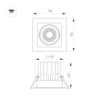 Светильник MS-VORTEX-BUILT-S140x140-30W Day4000 (BK-BK, 50 deg, 230V) (Arlight, IP20 Металл, 5 лет)