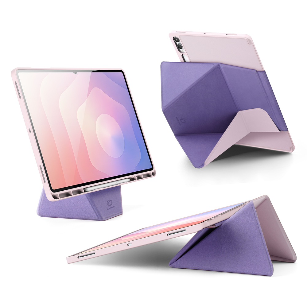 Складной чехол книжка розового цвета для Samsung Galaxy Tab S11 Ultra, S10 Ultra, S9 Ultra, серия Vers Series от Dux Ducis