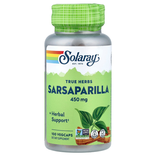 Solaray, True Herbs, сарсапариль, 450 мг, 100 вегетарианских капсул