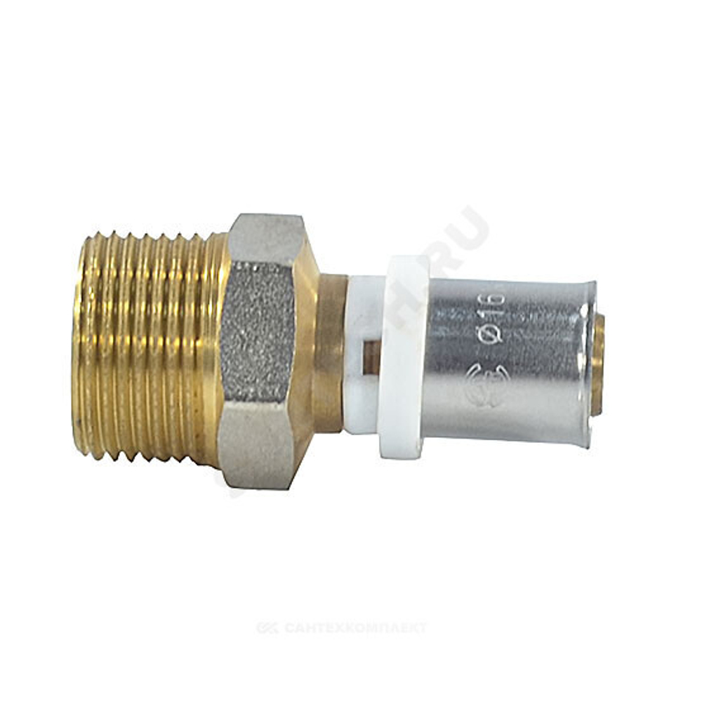 Муфта МП латунь никель пресс Дн 26х3/4" НР ГОСТ 32415-2013 8001 Aquasfera 8001-05