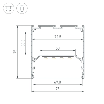 Профиль LINE-M-7575-2500 WHITE (Arlight, Алюминий)