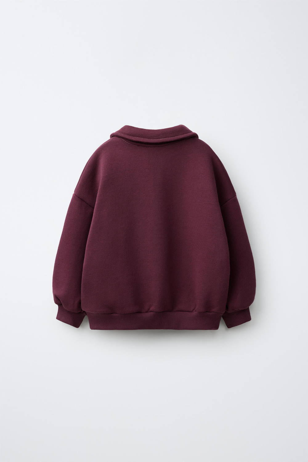 ZARA ТОЛСТОВКА ПОЛО С ЗАСТЕЖКОЙ-ТОГЛ И ВЫШИВКОЙ, БАКЛАЖАННЫЙ